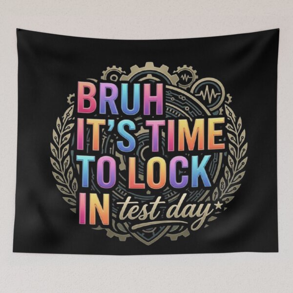 Item preview, Retro BRUH IT'S TIME TO LOCK IN Test Day Motivation - Study Gear Crest designed and sold by anasmovic.