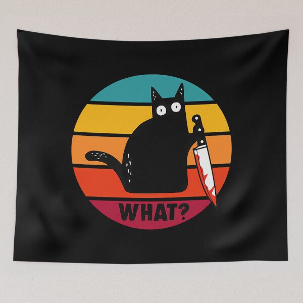 Item preview, Cat What Funny Murderous Black Cat With Knife designed and sold by SyncSusscess.
