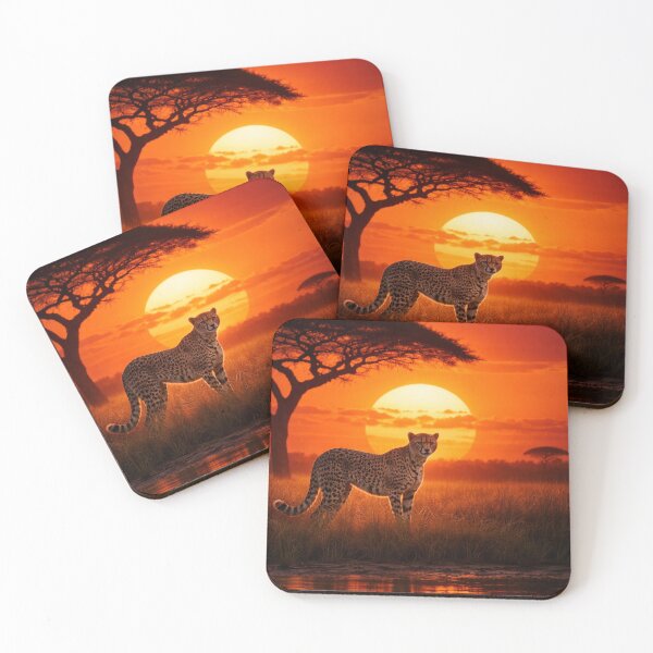 Item preview, Standing Cheetah at Golden Savannah Sunset designed and sold by alldecorprints.