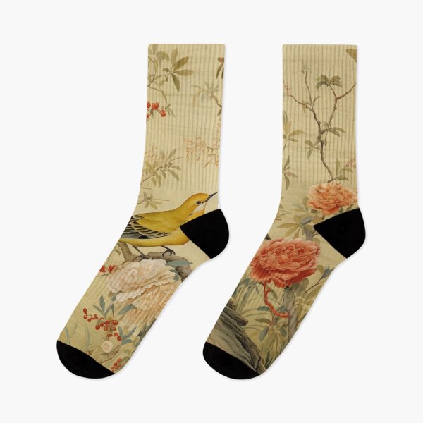 Item preview, Dijon Yellow Silk Floral Birds Carpet designed and sold by GrinGalore.