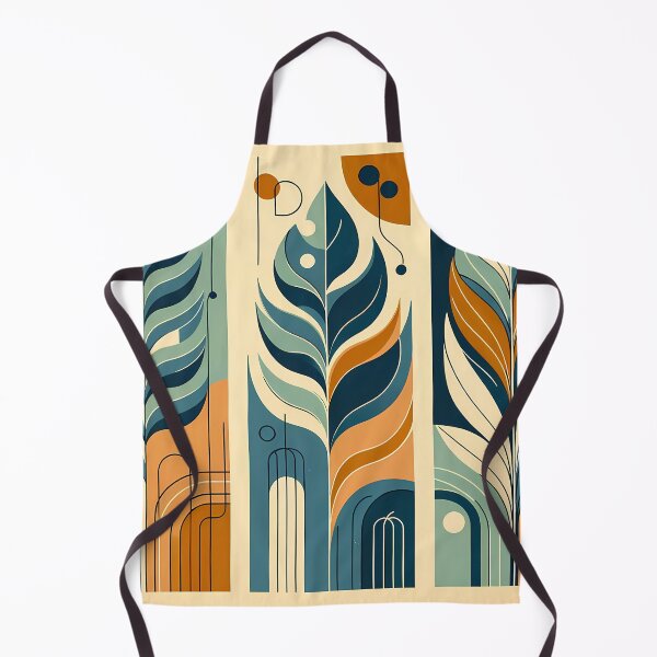 Item preview, Abstract Botanical Leaves in Teal and Ochre designed and sold by InkSmithery.