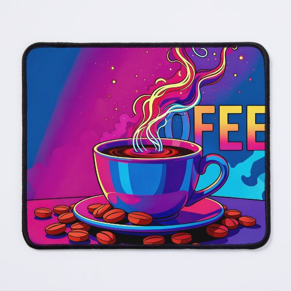 Item preview, Cosmic Caffeine: Neon Synthwave Coffee Cup Art designed and sold by Daniela`s shop.