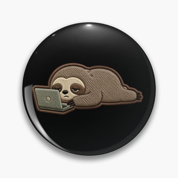 Item preview, Sleepy Sloth Working on Laptop – Burnout Mood Embroidered Patch Style Cute Minimal Design designed and sold by ColorSplash123.