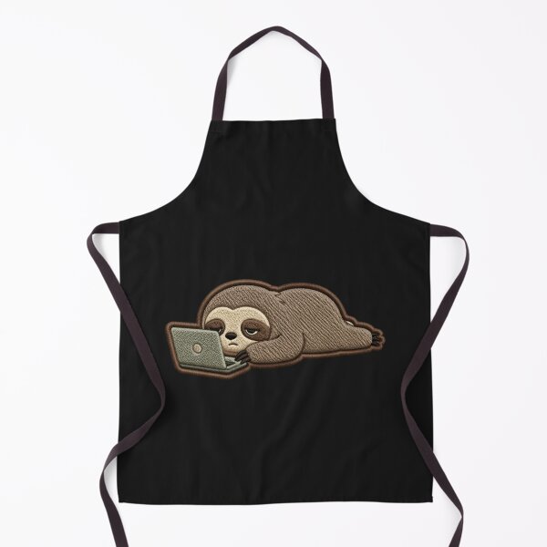 Item preview, Sleepy Sloth Working on Laptop – Burnout Mood Embroidered Patch Style Cute Minimal Design designed and sold by ColorSplash123.