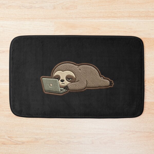 Item preview, Sleepy Sloth Working on Laptop – Burnout Mood Embroidered Patch Style Cute Minimal Design designed and sold by ColorSplash123.