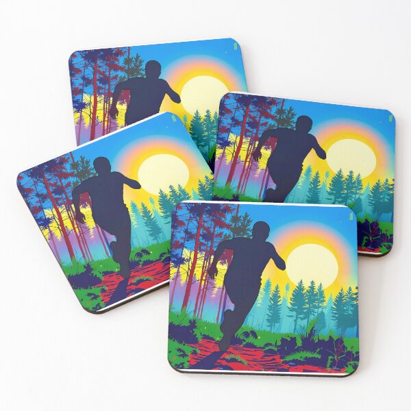 Item preview, Trail Runner Sunset: Vibrant Forest Path Silhouette Art designed and sold by Daniela`s shop.