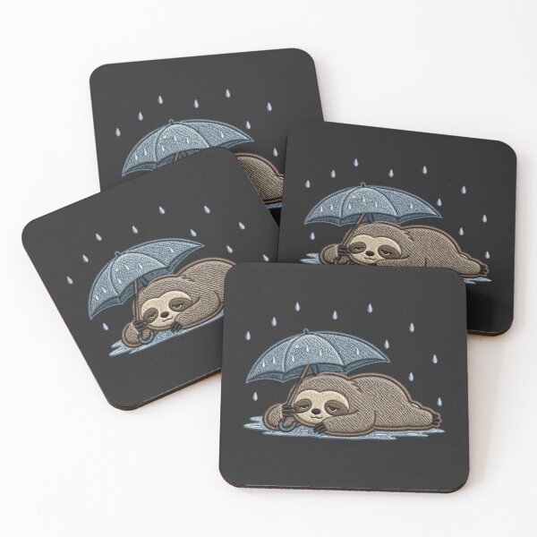 Item preview, Rainy Day Mood Sloth – Cozy Burnout Aesthetic Embroidery Patch Style Cute Minimal Design designed and sold by ColorSplash123.