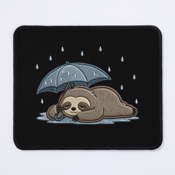 Item preview, Rainy Day Mood Sloth – Cozy Burnout Aesthetic Embroidery Patch Style Cute Minimal Design designed and sold by ColorSplash123.