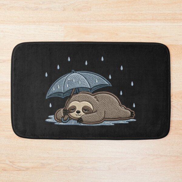 Item preview, Rainy Day Mood Sloth – Cozy Burnout Aesthetic Embroidery Patch Style Cute Minimal Design designed and sold by ColorSplash123.