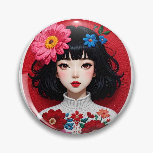 Item preview, Floral Folk Portrait Girl Illustration designed and sold by BetweenForms.