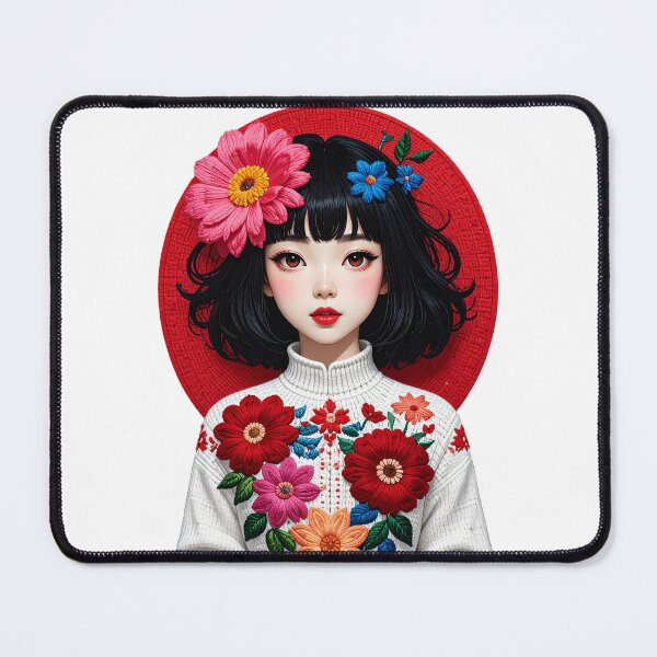 Item preview, Floral Folk Portrait Girl Illustration designed and sold by BetweenForms.