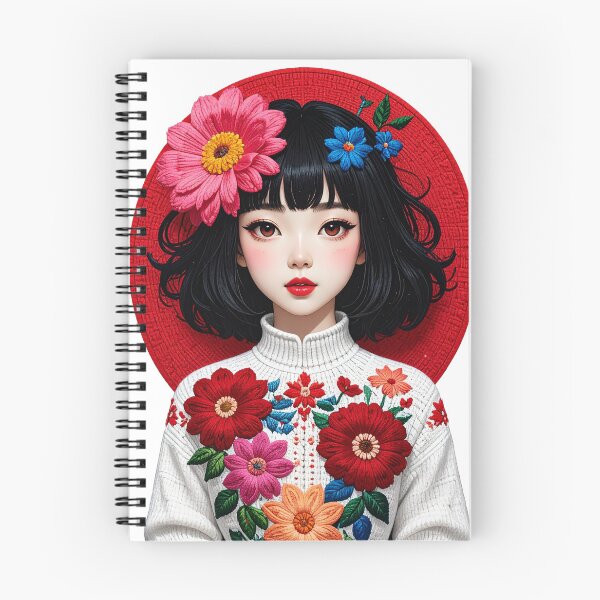 Item preview, Floral Folk Portrait Girl Illustration designed and sold by BetweenForms.