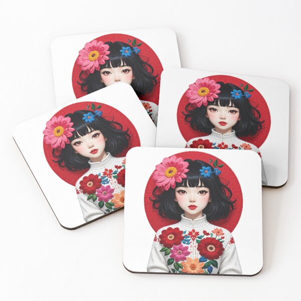 Item preview, Floral Folk Portrait Girl Illustration designed and sold by BetweenForms.