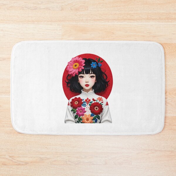 Item preview, Floral Folk Portrait Girl Illustration designed and sold by BetweenForms.