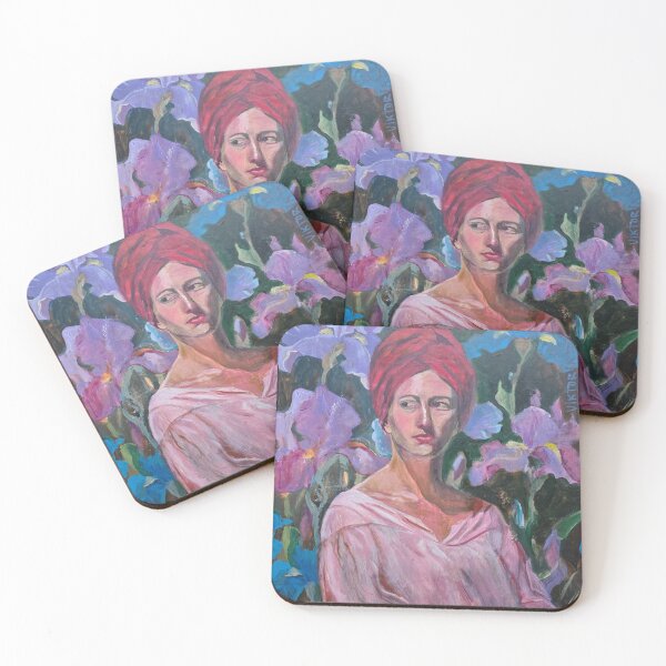 Item preview, Woman in a Red Turban with Irises designed and sold by ViktoriaTsiArt.