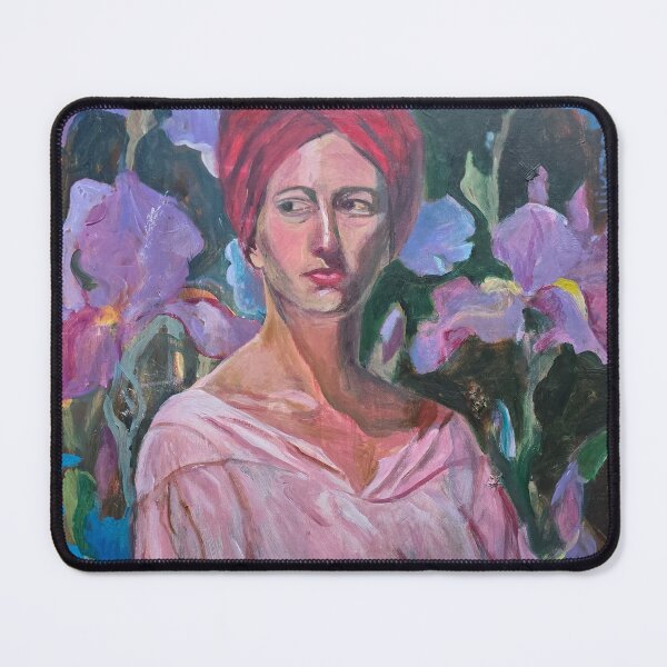 Item preview, Woman in a Red Turban with Irises designed and sold by ViktoriaTsiArt.