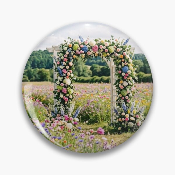 Item preview, A white arch surrounded by flowers in the middle of a field of flowers. designed and sold by Malisa345.