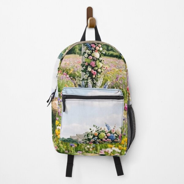 Item preview, A white arch surrounded by flowers in the middle of a field of flowers. designed and sold by Malisa345.