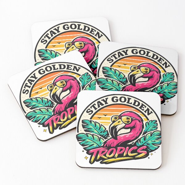 Item preview, Stay Golden Tropics Flamingo Design – Retro Summer Sunset Tropical Bird Art designed and sold by SaDesign99.