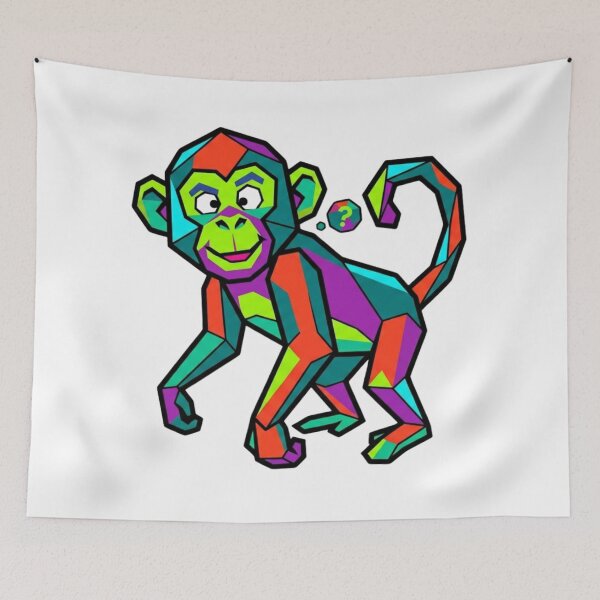 Item preview, Geometric Curious Monkey – Monkey Sticker with Question Mark for Students designed and sold by bsbd-action.