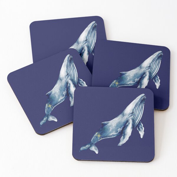 Item preview, Indigo Dream: Watercolor Whale with Gold Star designed and sold by SaturnStudioart.