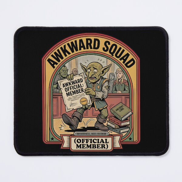 Item preview, Funny Socially Anxious Goblin Awkward Squad Official Member Retro 70s Comic Art Tee designed and sold by Mythic Ink Studio.