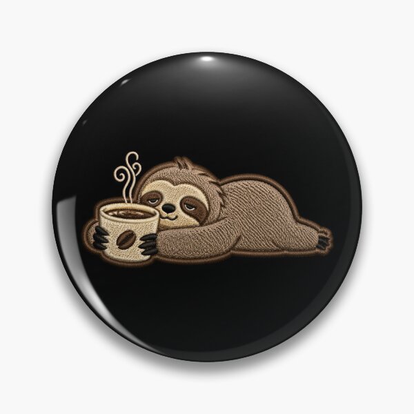 Item preview, Coffee Is My Personality Sloth – Cute Coffee Lover Embroidery Patch Style Minimal Design designed and sold by ColorSplash123.