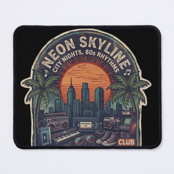 Item preview, Neon Skyline Retro 80s Rhythms designed and sold by Zenvique Art.