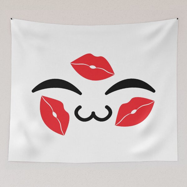 Item preview, Cute kawaii uwu red kiss marks face designed and sold by BlushyPrint.