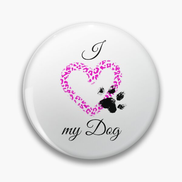 Item preview, I Love my Dog Leopard Print Pink Heart with Distressed Pawprint designed and sold by jeweleddesigns.