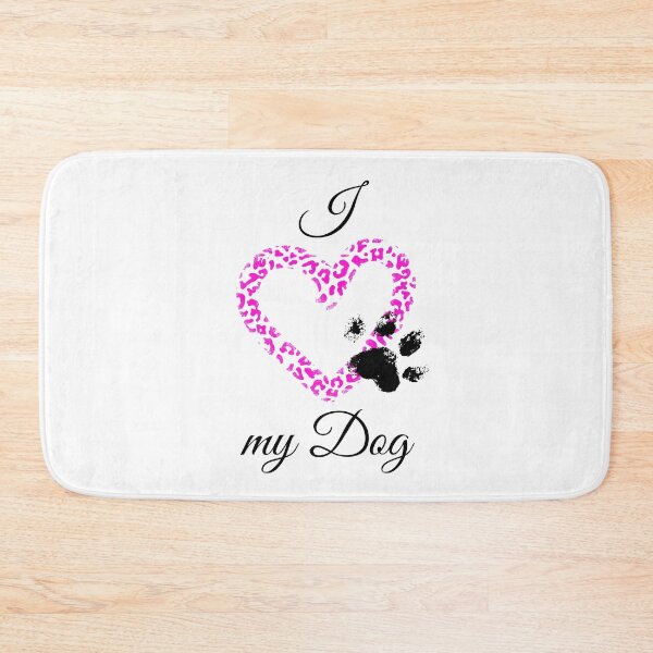 Item preview, I Love my Dog Leopard Print Pink Heart with Distressed Pawprint designed and sold by jeweleddesigns.