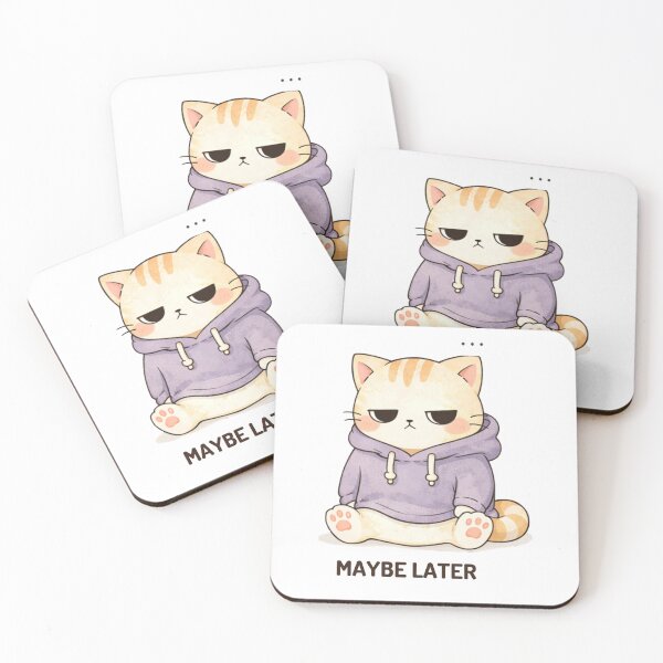 Item preview, Maybe Later Cat | Cute Kawaii Aesthetic | Low Energy Mood Design designed and sold by The Mood Index.