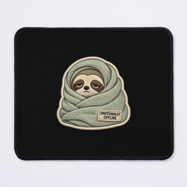 Item preview, Emotionally Offline Sloth – Cozy Introvert Aesthetic Embroidery Patch Style Minimal Design designed and sold by ColorSplash123.