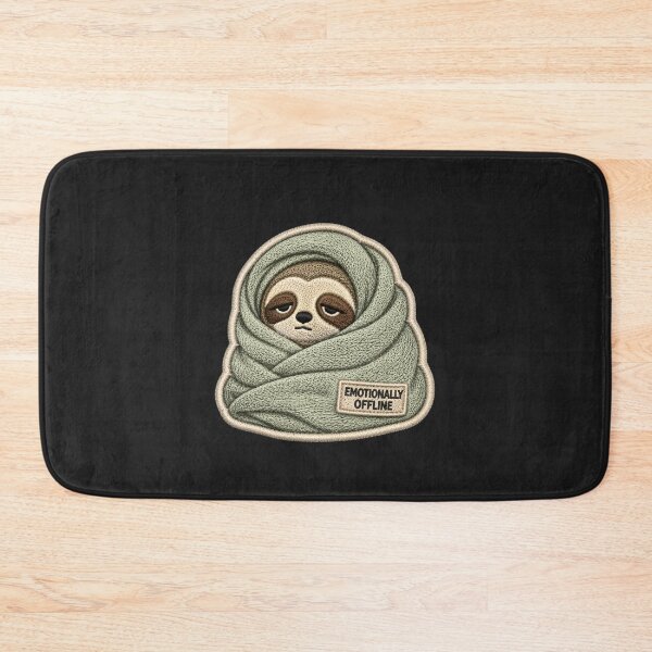 Item preview, Emotionally Offline Sloth – Cozy Introvert Aesthetic Embroidery Patch Style Minimal Design designed and sold by ColorSplash123.