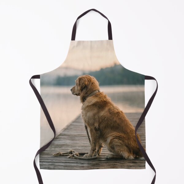 Item preview, Golden Retriever on a wooden dock facing the lake designed and sold by Malisa345.