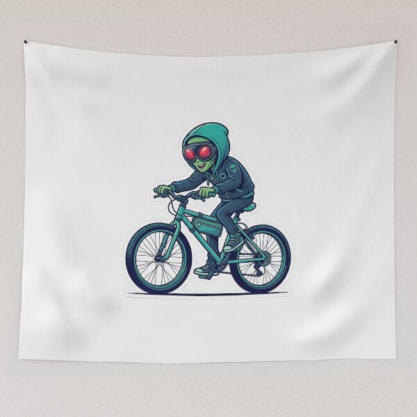 Item preview, Rad Alien Mountain Bike Rider designed and sold by Brasuca's Art.