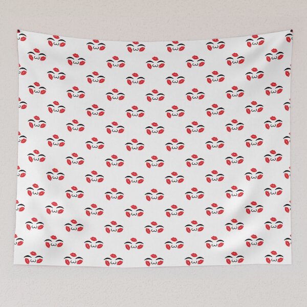 Item preview, Cute kawaii uwu red kiss marks face pattern designed and sold by BlushyPrint.
