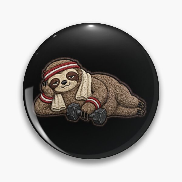 Item preview, Lazy Gym Sloth with Dumbbell – Fitness Humor Embroidery Patch Style Minimal Streetwear Design designed and sold by ColorSplash123.