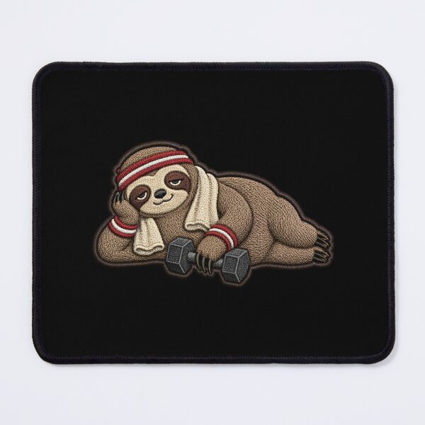 Item preview, Lazy Gym Sloth with Dumbbell – Fitness Humor Embroidery Patch Style Minimal Streetwear Design designed and sold by ColorSplash123.