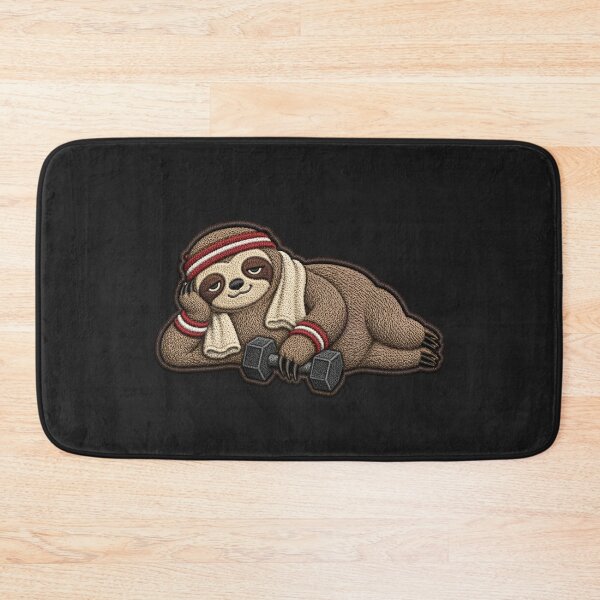 Item preview, Lazy Gym Sloth with Dumbbell – Fitness Humor Embroidery Patch Style Minimal Streetwear Design designed and sold by ColorSplash123.