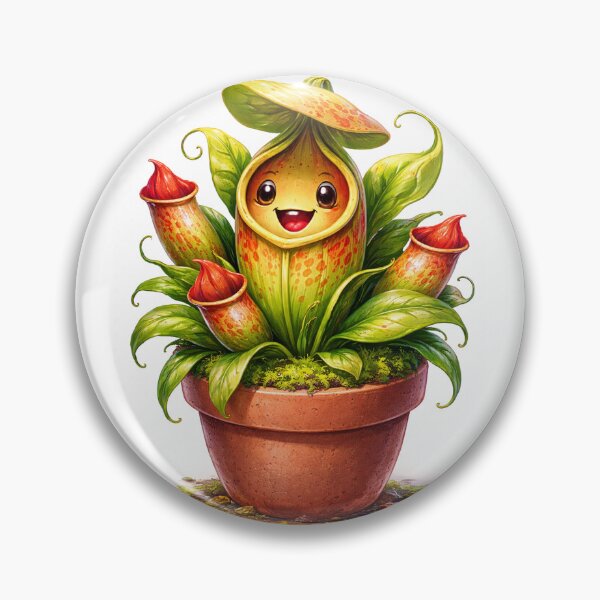 Item preview, Cute Smiling Nepenthes Carnivorous Plant In Pot Illustration designed and sold by ExoticWave.