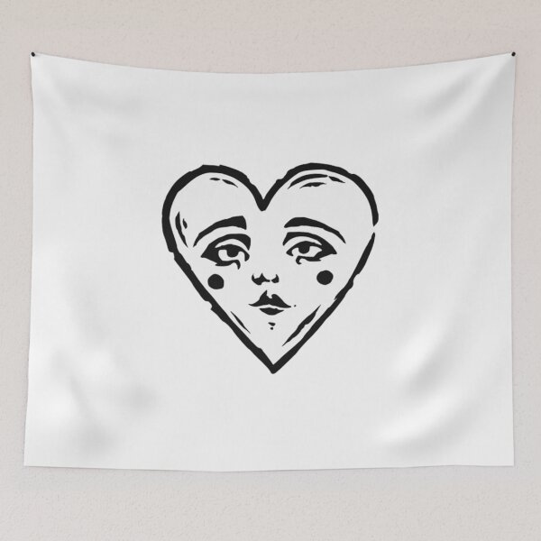 Item preview, Gothic Heart Face – Dark Surreal Hand-Drawn Illustration designed and sold by destelloacido.