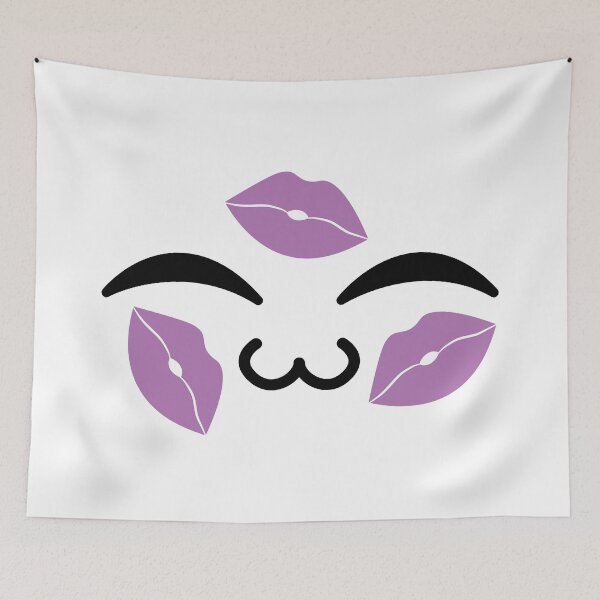 Item preview, Cute kawaii uwu purple kiss marks face designed and sold by BlushyPrint.