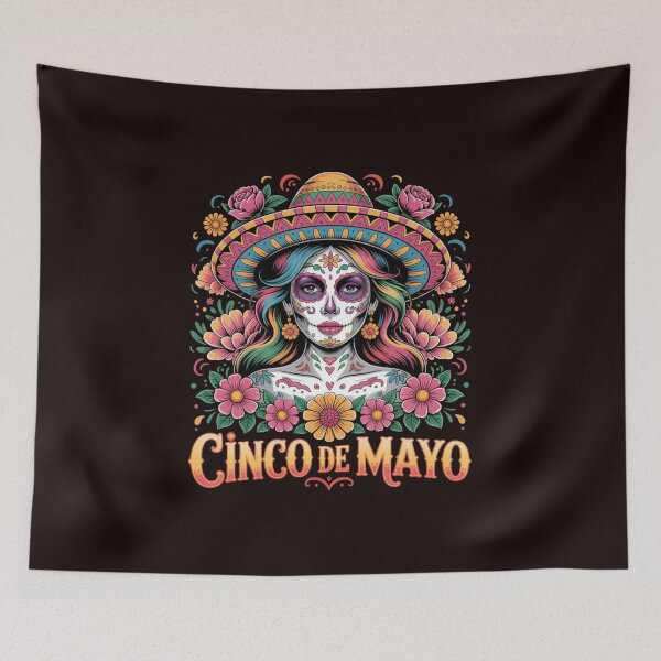 Item preview, Cinco De Mayo Sugar Skull Girl Floral Sombrero Day of the Dead Fiesta Design designed and sold by Designgallery65.
