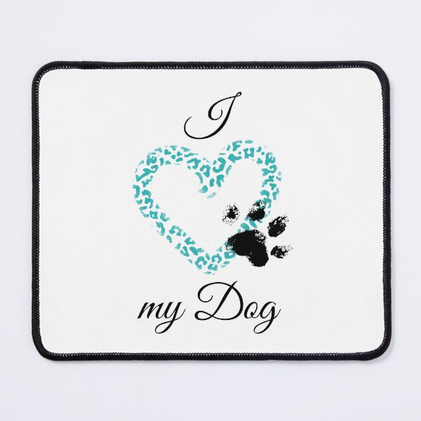 Item preview, I Love my Dog Leopard Print Teal Heart with Distressed Pawprint designed and sold by jeweleddesigns.