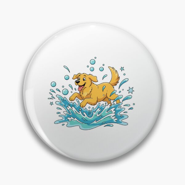 Item preview, Lively Golden Retriever Playing in Water Cartoon designed and sold by NatureUnleashed.
