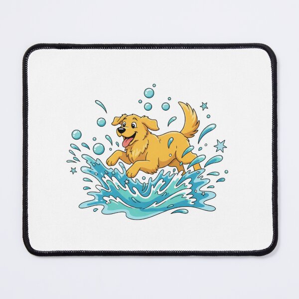 Item preview, Lively Golden Retriever Playing in Water Cartoon designed and sold by NatureUnleashed.