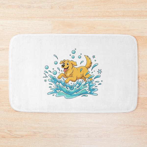 Item preview, Lively Golden Retriever Playing in Water Cartoon designed and sold by NatureUnleashed.