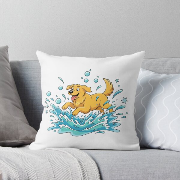 Item preview, Lively Golden Retriever Playing in Water Cartoon designed and sold by NatureUnleashed.