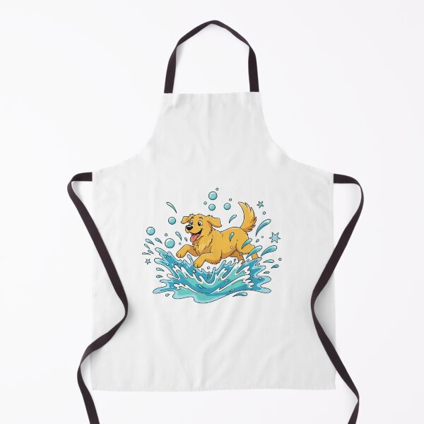 Item preview, Lively Golden Retriever Playing in Water Cartoon designed and sold by NatureUnleashed.